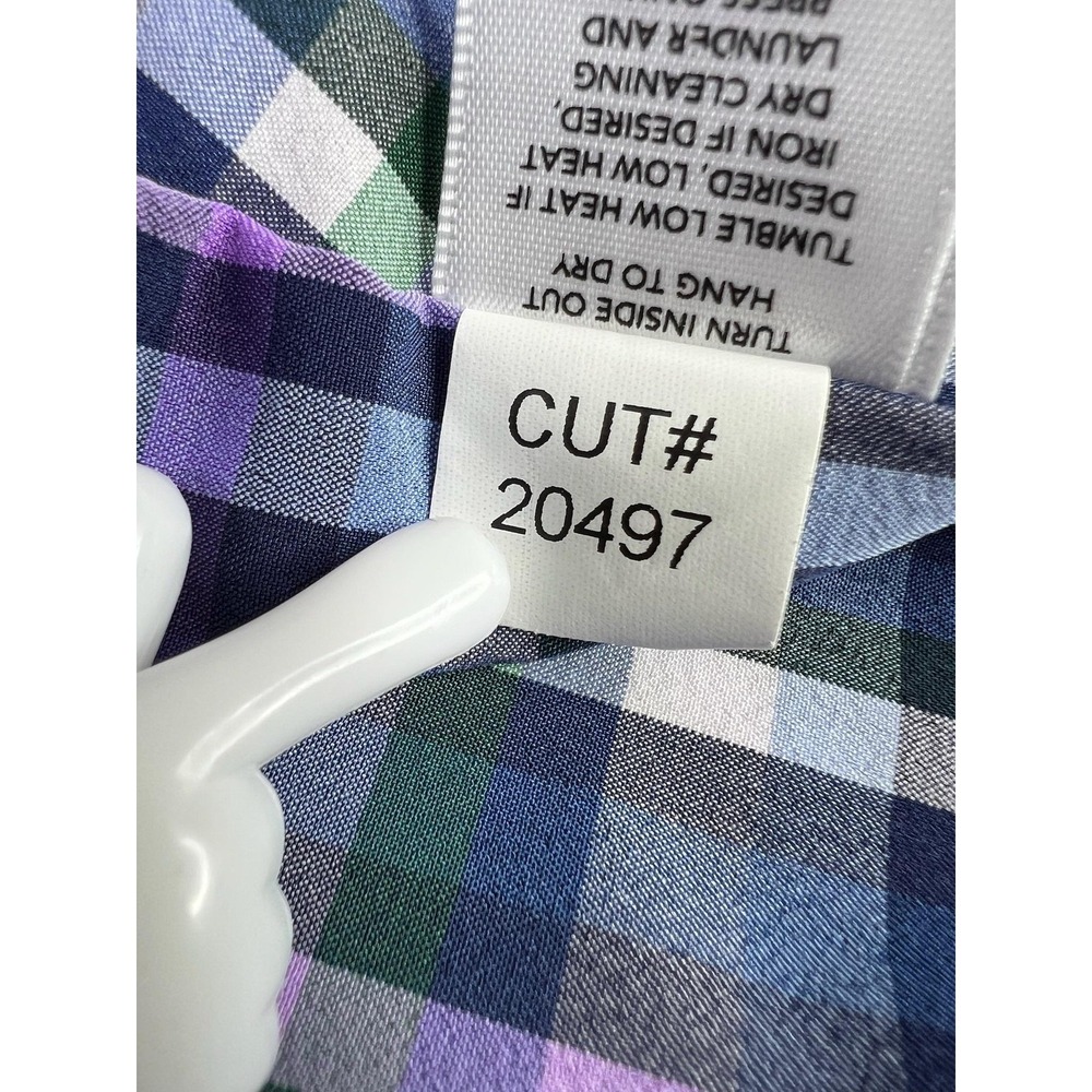 Mizzen+Main Leeward Dress Shirt Mens Large Blue Plaid Trim Fit Stretch USA LS - Picture 9 of 10
